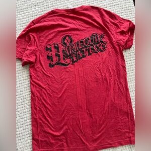 Tattoo Shop Crimson Tee with Black Lettering